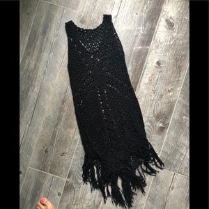 Black crochet tank coverup dress xs